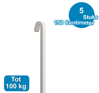 stang, staal, wit ut, 4x4mm, 150cm, max. 100 kg, per 5 stuks 9.4221