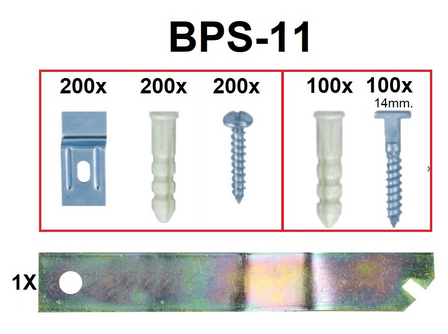 Antidiefstal onderdelen voor 100 aluminium fotolijsten, profiel no. 11. BULK-PACK + 1x art.423