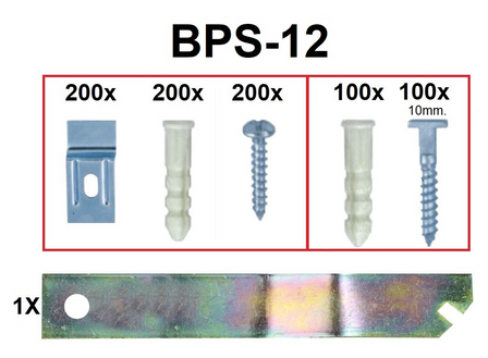 Antidiefstal onderdelen voor 100 aluminium fotolijsten, profiel #186. BULK-PACK + 1x art.423