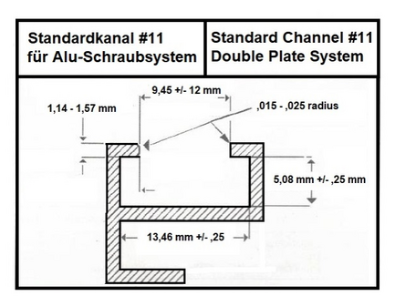 Antidiefstalset voor 1 aluminium fotolijst, profiel no. 11.