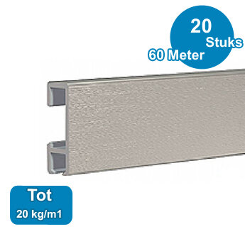 CLICK RAIL, ALU GEBORSTELD, 300 cm, 20 kg/m1, per 20 stuks 9.4342