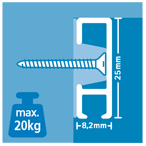 CLICK RAIL, ALU GEBORSTELD, 200 cm, 20 kg/m1, per 20 stuks 9.4340