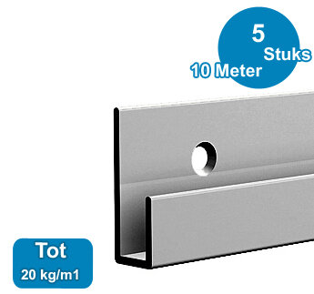 CLASSIC RAIL, ALU ANOD, 200 cm, 20 kg /m1, per 5 stuks 9.4305