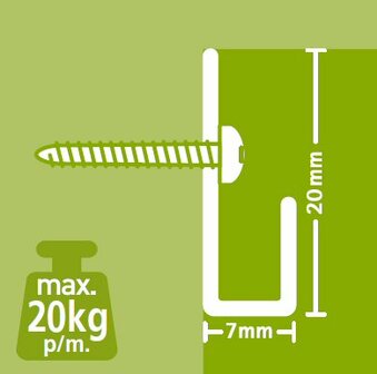 CLASSIC RAIL, WIT, 200 cm, 20 kg /m1, per 5 stuks 9.4307