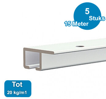 TOP RAIL, WIT, 300cm, max. 20kg /m1, per 5 stuks  9.4310