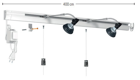 Combi Rail Pro Light LED wit RAL9010 complete set 400 cm