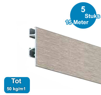 CLICK RAIL PRO, ALU GEBORSTELD, 300cm, max. 50kg, per 5 stuks 05.05330