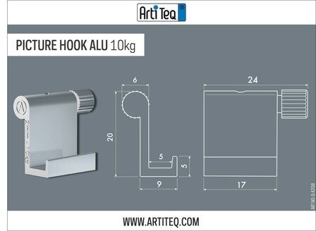 ophanghaak alu 10 kg voor max. 2 mm perlondraad en staaldraad