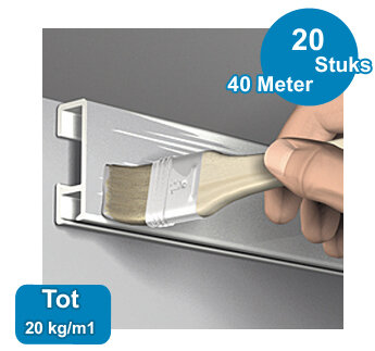 click rail, primer, 200 cm, per 20 kg/m1, per 20 stuks 9.4350