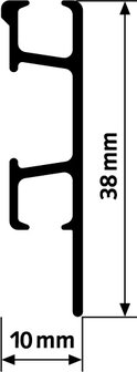 click rail pro, alu geborsteld, 200 cm (per stuk) 05.05320-AHB