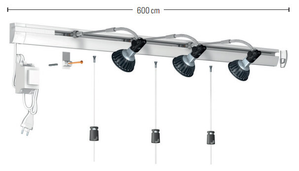 Combi Rail Pro Light LED wit RAL9010 complete set 600 cm
