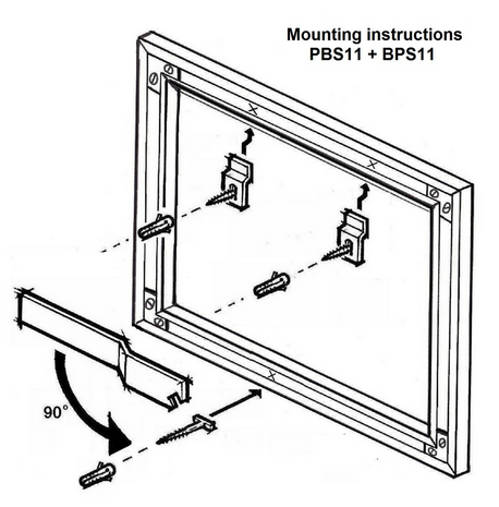 Antidiefstal onderdelen voor 100 aluminium fotolijsten, profiel no. 11. BULK-PACK + 1x art.423