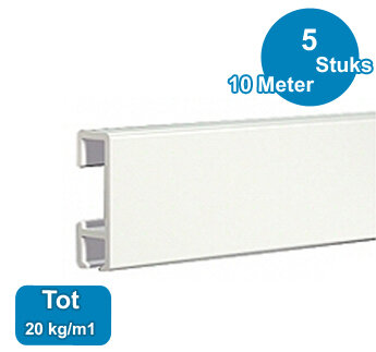 CLICK RAIL, WIT, 200 cm, 20 kg per meter, per 5 stuks 9.4303