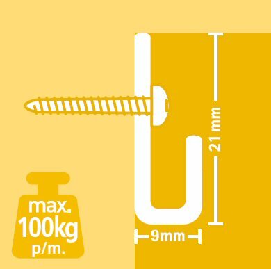 classic+ rail , alu, 200 cm, max. 100 kg, per stuk 9.4320AA