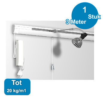 COMBI RAIL, PRO LIGHT, 300 cm rail, 50 kg /m1 40.11300 incl. ophangaccessoires