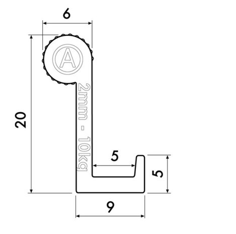 ophanghaak alu 10 kg voor max. 2 mm perlondraad en staaldraad