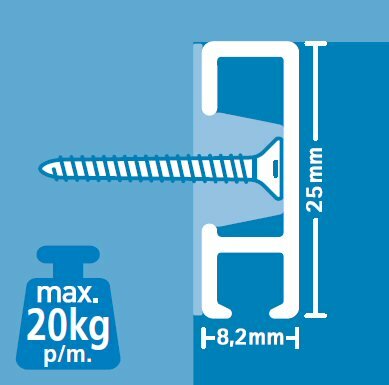 Click Rail zwart structuur 200 cm (20 stuks)