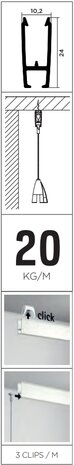 xpo rail 200 cm zwart (5 stuks)