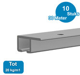 TOP RAIL, ALU ANOD, 300cm, max. 20kg/m1, per 10 stuks 9.4314